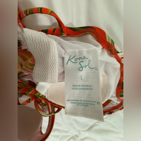 **Kona Sol Orange Floral One-Piece Swimsuit – Women’s Size Large** - Picture 2 of 4
